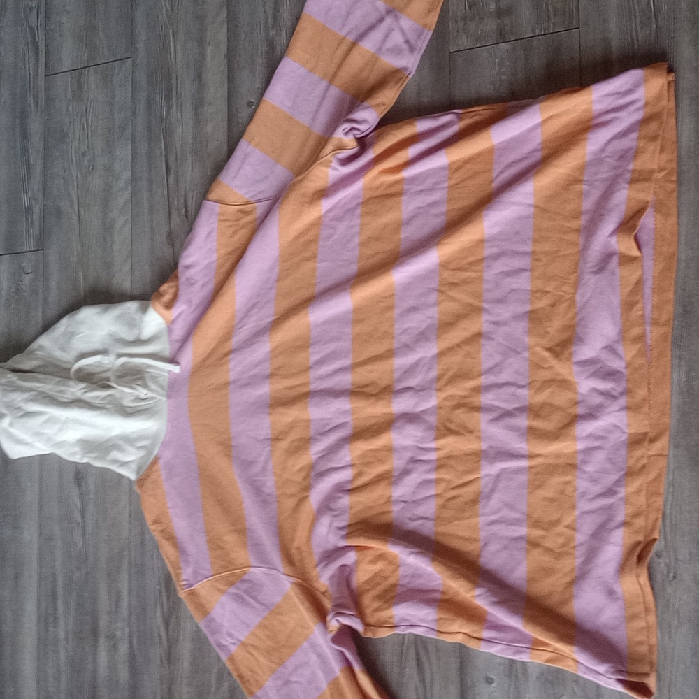Orange/Striped hooded Sweatshirt